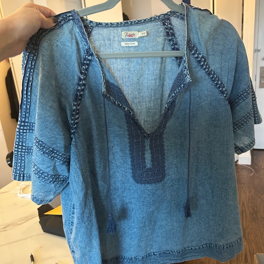 Faherty cotton blue denim shirt